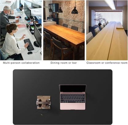 Cacoy 36" x 20" Leather Desk Mat for Home Office, Extra Large PU Leather Desk Pad Blotters, Waterproof Computer Keyboard Mat, Extended Gaming Mouse Pad, Desk Protector for Desktop and PC Laptop, Black