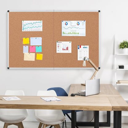 Bulletin Board 36 x 48, Silver Aluminium Framed 4x3 Large Wall Mounted Cork Office Notice Pin Board