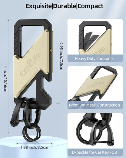 Keychain, Works with Apple Find My, Heavy Duty Keychain Bottle Opener, Carabiner Car Key Chains for Men & Women, Car Key Fob Holder, Anti-Lost Keys Tracker, Smart Keys Finder, Rechargeable, Black