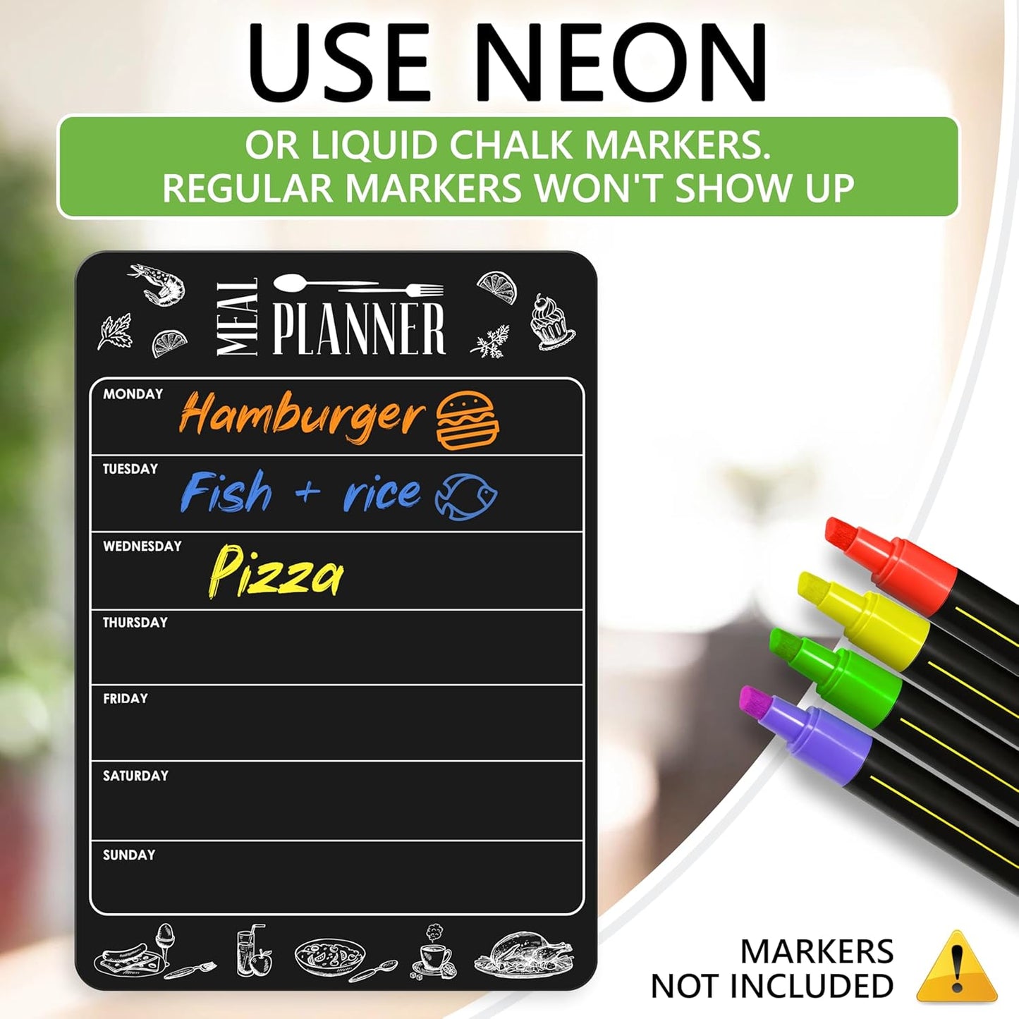 Dry Erase Magnetic Meal Planner for Refrigerator A4 (8.5x12 inch) - Magnet Weekly Menu Board for Fridge - Magnetic Menu White Board - Fridge Meal Planner Magnet - Dinner Meal Planner Dry Erase Board