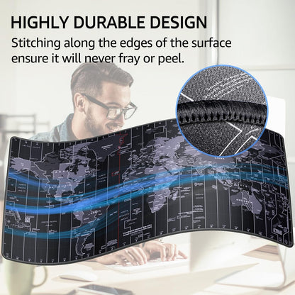 KTRIO Large Gaming Mouse Pad Desk Mat, Superior Micro-Weave Cloth for Precise Mouse Control, Non-Slip Rubber Base, Stitched Edges, Water-Resistant, for Gamer, Office & Home, 31.5" x 11.8" inches