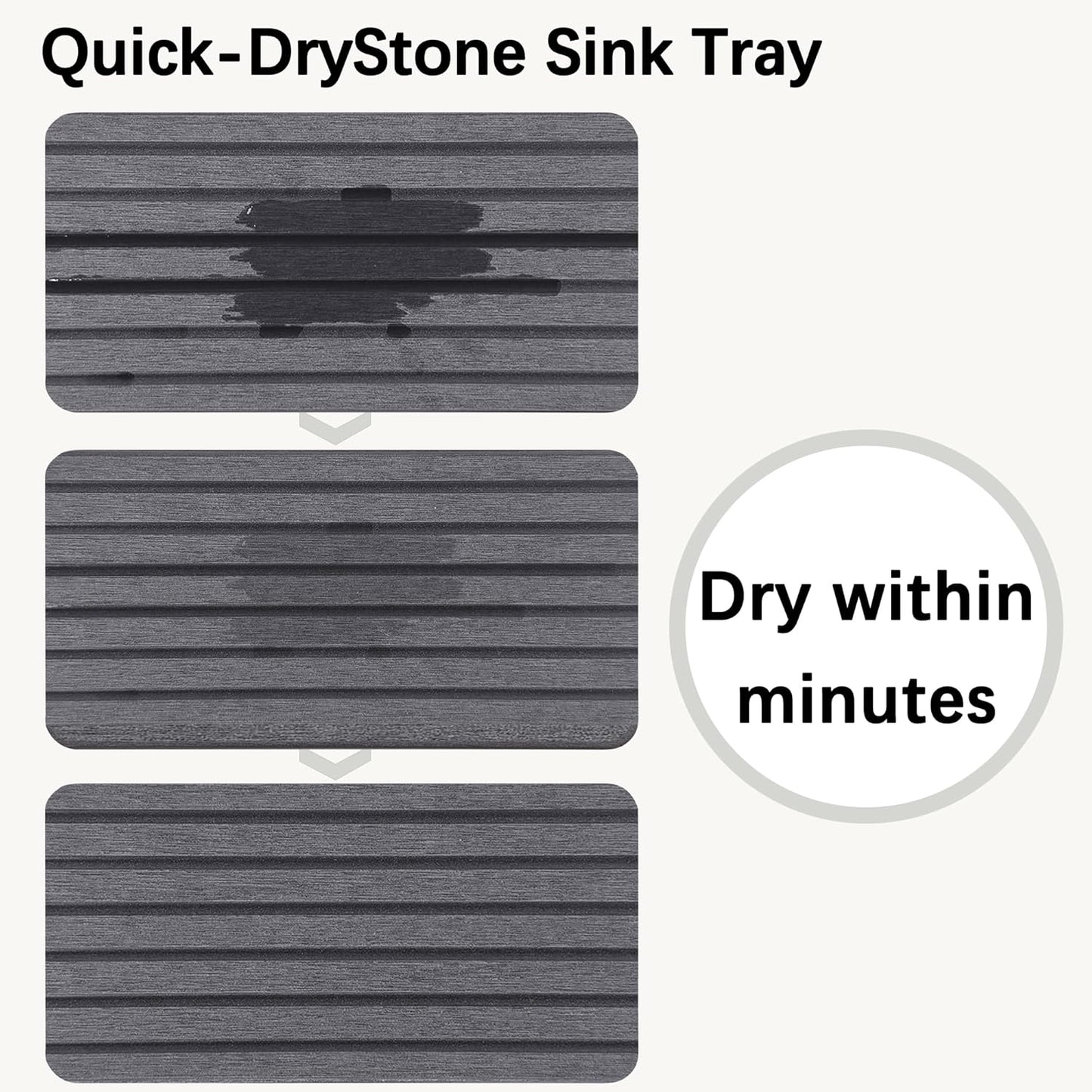 NiuYichee 2 PCS Water Absorbent diatomite Coasters, 8.3" x 4" Water Absorbing Stone Tray for Sink, Stone Drying mat for Kitchen Counter, Stone soap Tray Used for Hand Soaps & toiletries & Plants