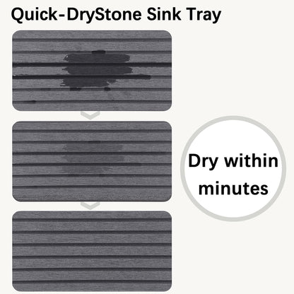 NiuYichee 2 PCS Water Absorbent diatomite Coasters, 8.3" x 4" Water Absorbing Stone Tray for Sink, Stone Drying mat for Kitchen Counter, Stone soap Tray Used for Hand Soaps & toiletries & Plants