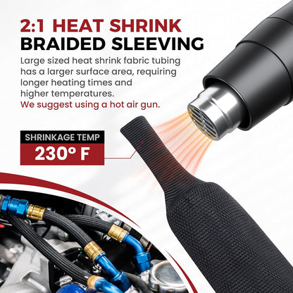 Braided Sleeving Heat Shrinkable Fabric 2:1 Ratio- Abrasion Protection Flexibility Wiring Harness Cable Sheath (3/8" ID, 16ft) - Colors B