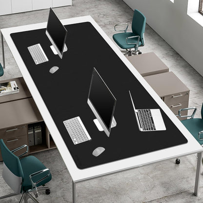 Chihein 2XL 35" x 16" Cork & PU Leather Desk Mat, Dual Sided Desk Pad Protector, Waterproof Writing Blotter for Gaming, Office, Home (Black)