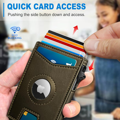 miyozi Airtag Wallet for Men Money Clip 9-Card Pop-Up Credit Card Holder with ID Window RFID Blocking Metal Case Magnetic Closure Front Pocket Wallet Gift Box | with Money Clip