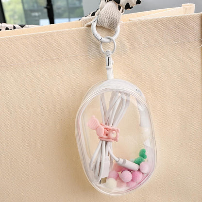 Linsaner 1|2|4 Pack Available Storage Bag for Organizing Data Cables, Earphone, Chargers, Keys, Change, Blind Box Doll Transparent Display Bag, Tech Pouch (Black, 1 Pack)