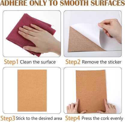 5 Packs Cork Board Tiles, Cork Bulletin Board Tiles for Walls Self-Adhesive Corkboards 12x8.3 Inches Bulletin Boards Squares for Home Office School Decor 1mm/0.04 Inches Thickness
