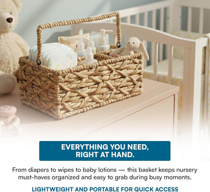 Honey-Can-Do Multi-Use 3-Compartment Wicker Basket Caddy with Handle, Natural STO-09844 Natural Medium