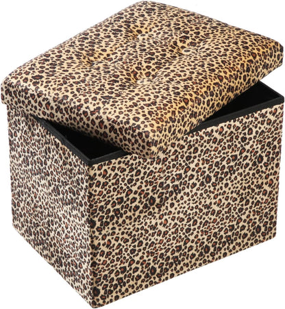 ALASDO Storage Ottoman Footrest Stool Small Ottoman with Storage Foldable Ottomans Foot Rest Footstool Bench for Living Room 17x13x13inches Grey