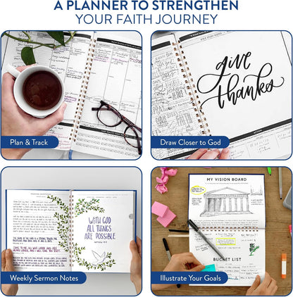 Christian Planner 2026 Daily Planner - Faith Based Monthly and Weekly Planner, Vision Board, and Habit Tracker - 2026 Calendar, Personal Organizer and Devotional Journal (Hardcover, Pine)