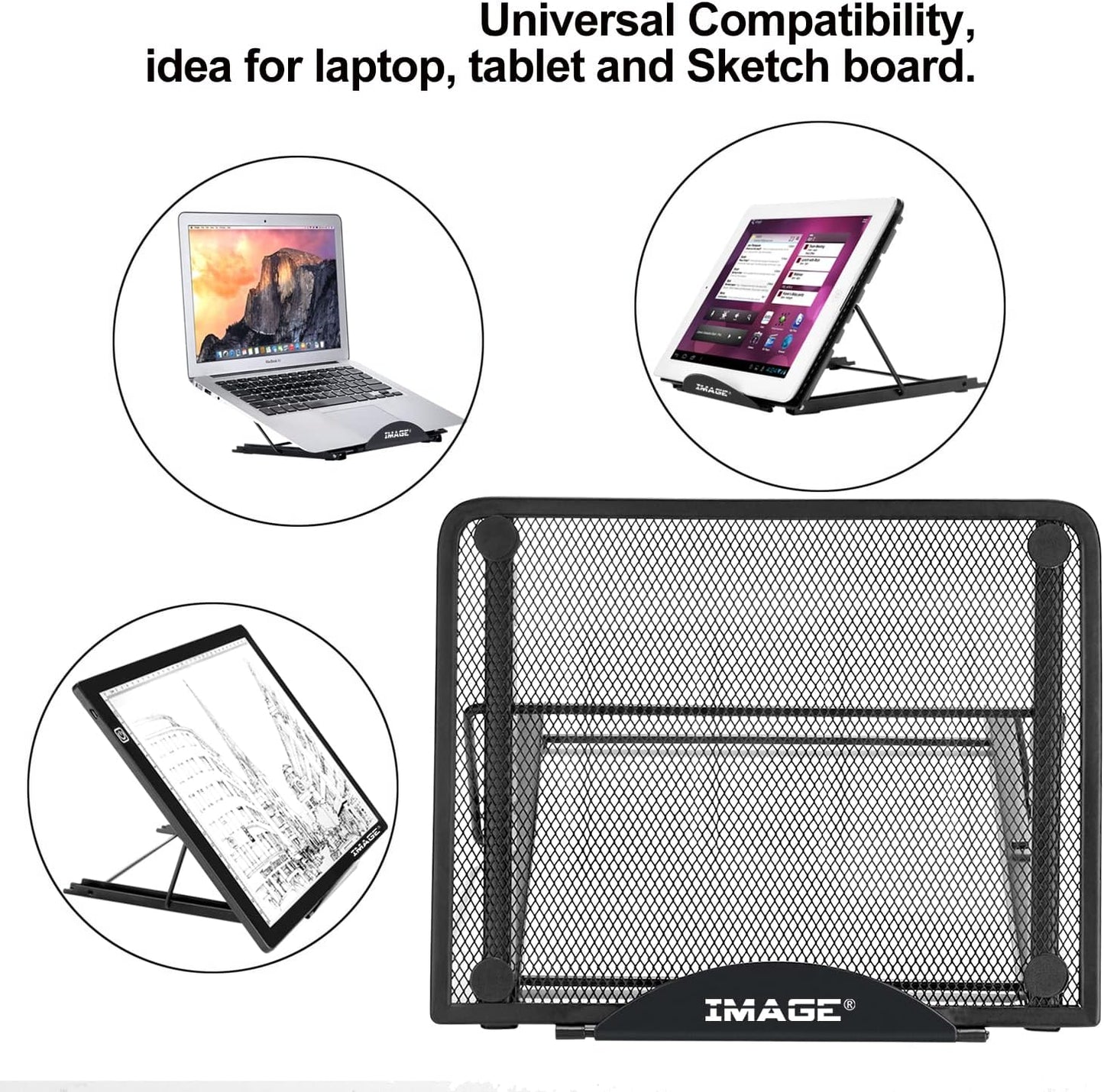 IMAGE Light Box Stand,Multifunction 7 Angle Points Skidding Prevented Tracing Holder for Laptop LED Light Table A4 LB4 L4S and Most tracing Ligh Box pad