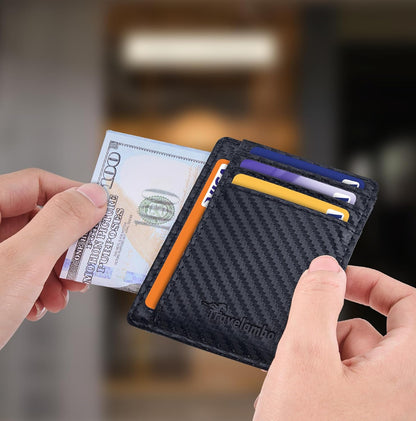 Travelambo Slim Wallet Front Pocket Minimalist Leather RFID Blocking Medium Size