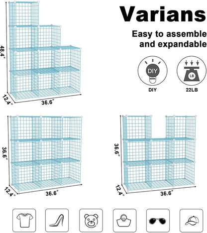 C&AHOME Wire Cube Storage, 6 - Cube Organizer Metal C Grids, Modular Shelves Units, Storage Bins Shelving, Closet Organizer, Ideal for Home, Office, Living Room, 36.6”L x 12.4”W x 36.6”H Black