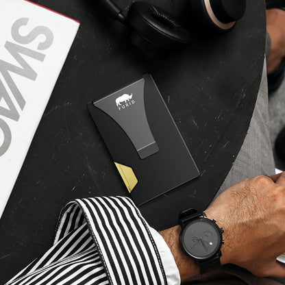 furid Airtag Wallet Men Slim: Metal Wallets with Airtag Holder, Air Tag Wallet for Men with 2 Money Clip Replaceable Gift Boxed