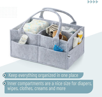 Mr. Pen- Baby Diaper Caddy Organizer, Gray, Medium, Nursery Storage Bin and Car Organizer for Diapers and Baby Wipes