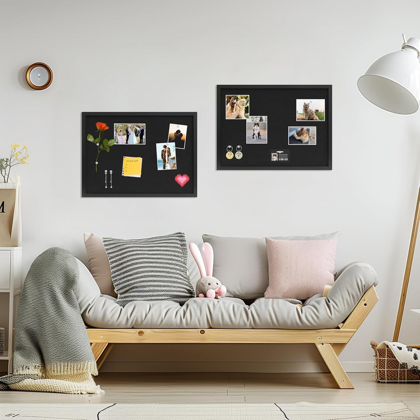 DAHAPYBOO Cork Board with Linen White,Bulletin Board 17"x12" Hanging Corkboards for Office Home School Message Board or Vision Board Decoration.