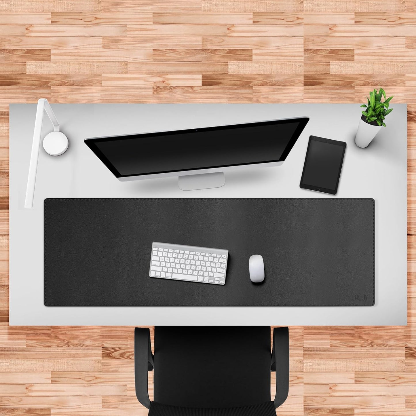 Cacoy 36" x 20" Leather Desk Mat for Home Office, Extra Large PU Leather Desk Pad Blotters, Waterproof Computer Keyboard Mat, Extended Gaming Mouse Pad, Desk Protector for Desktop and PC Laptop, Black
