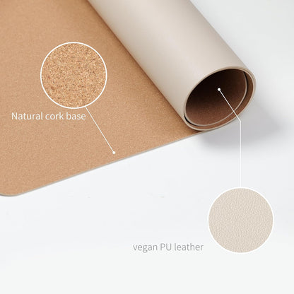 RENMTURE Desk Pad, Cork & PU Leather Desk Mat, Large Mouse pad, Non-Slip Desk Protector and Blotter, Waterproof Writing Pad, Desk Accessories and Organizers for Home Office (Light Yellow, 32"x16")