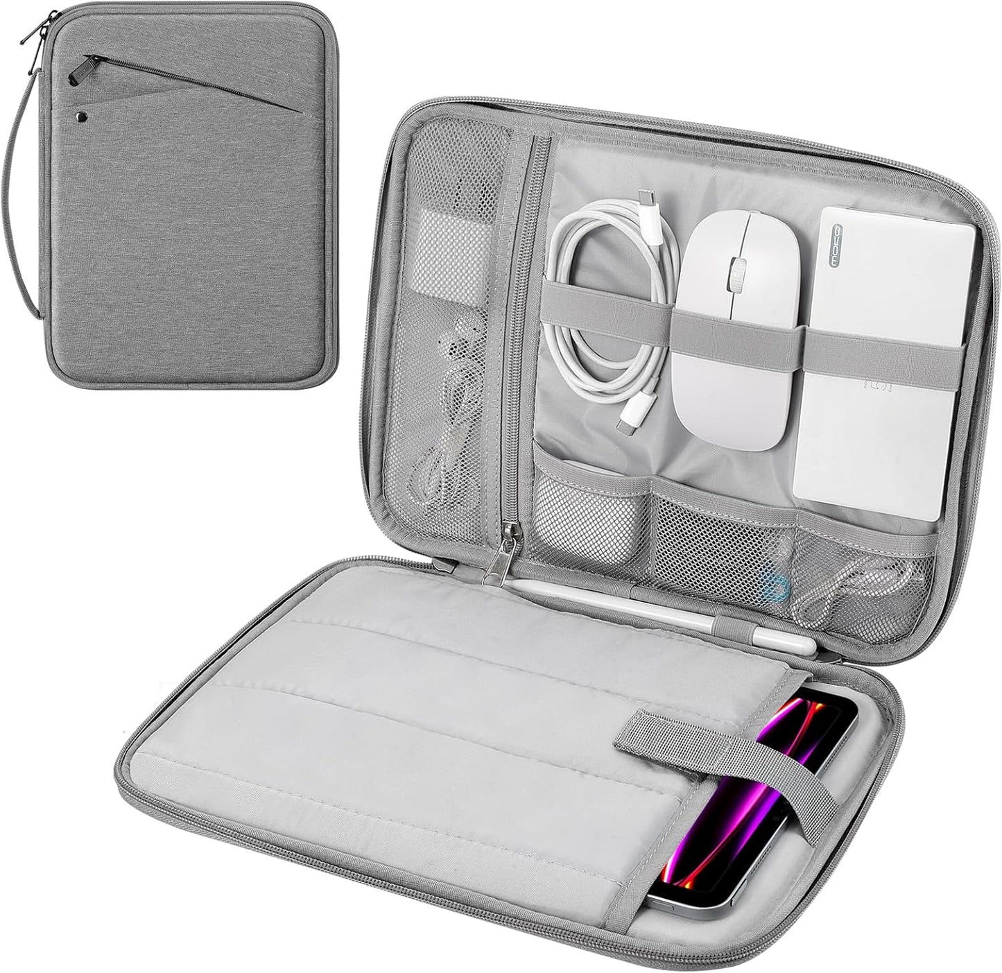 MoKo 9-11 Inch Tablet Sleeve Carrying Case with Handle, Padded Protective Travel Bag for New 11-inch iPad Air 4 2026/Pro M5/ A16, iPad 10th/Air 5/4th 10.9, i-Pad 9/8th 10.2,Tab S9/S8 11, Black