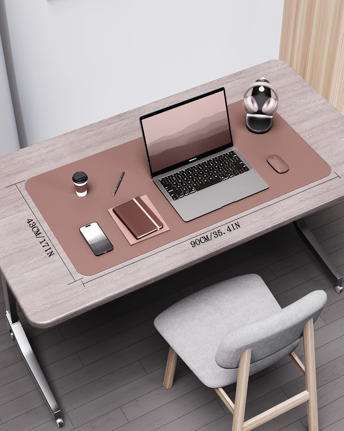 YSAGi Double-Sided Desk Pad, 31.5"x15.7"Leather Desk Mat, Eco Cork Desk Pad Protector,Large Mouse Pad,Waterproof Desk Blotter for Office/Home(Coffee)