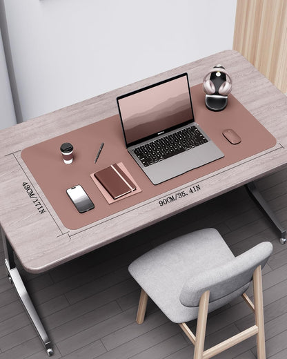 YSAGi Double-Sided Desk Pad, 31.5"x15.7"Leather Desk Mat, Eco Cork Desk Pad Protector,Large Mouse Pad,Waterproof Desk Blotter for Office/Home(Coffee)