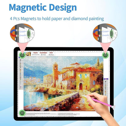 KOBAIBAN A4 Light Box for Tracing, Light Board with Side Physical Buttons, Magnetic Light Pad for Diamond Painting, Stenciling, Weeding Vinyl, USB LED Lighting Board (Black, 35.2 x 25.4 CM)