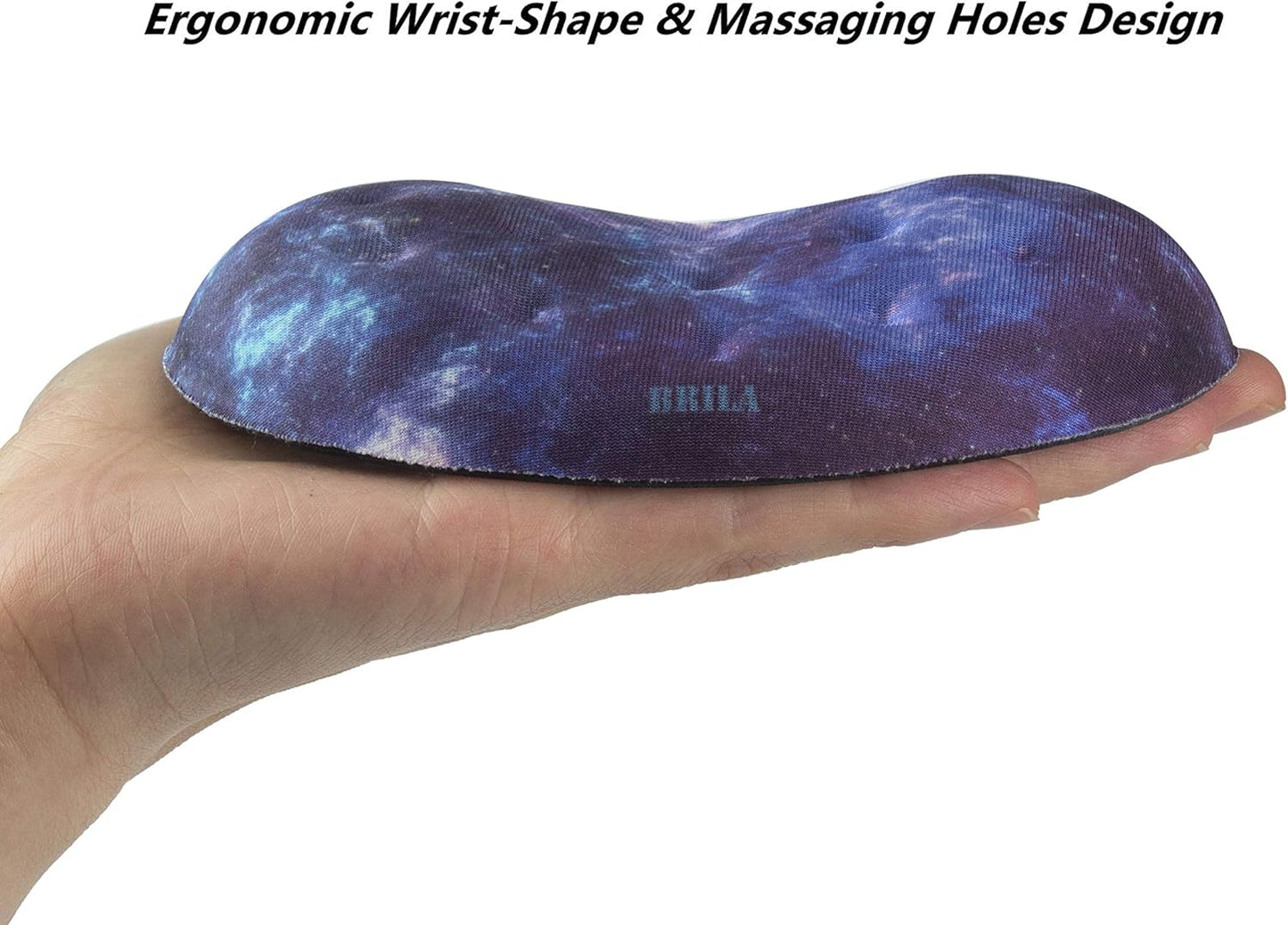 BRILA Ergonomic Memory Foam Mouse Wrist Rest Support Pad Cushion for Computer, Laptop, Office Work, PC Gaming - Massage Holes Design - Wrist Pain Relief (Black Mouse Wrist Rest)