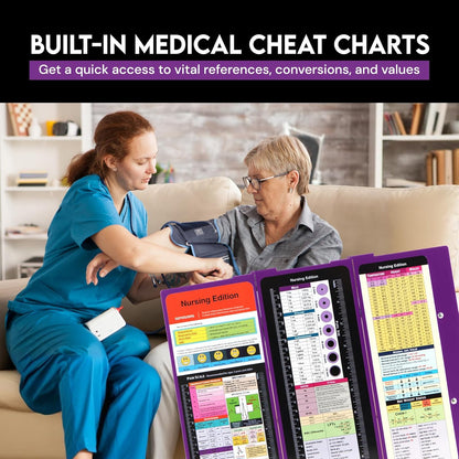 Nursing Clipboard Foldable with Medical Edition Cheat Sheets, 3 Layers Aluminum Foldable Clipboard for Nursing, Notepad for Students, Nursing School Essentials (Black)