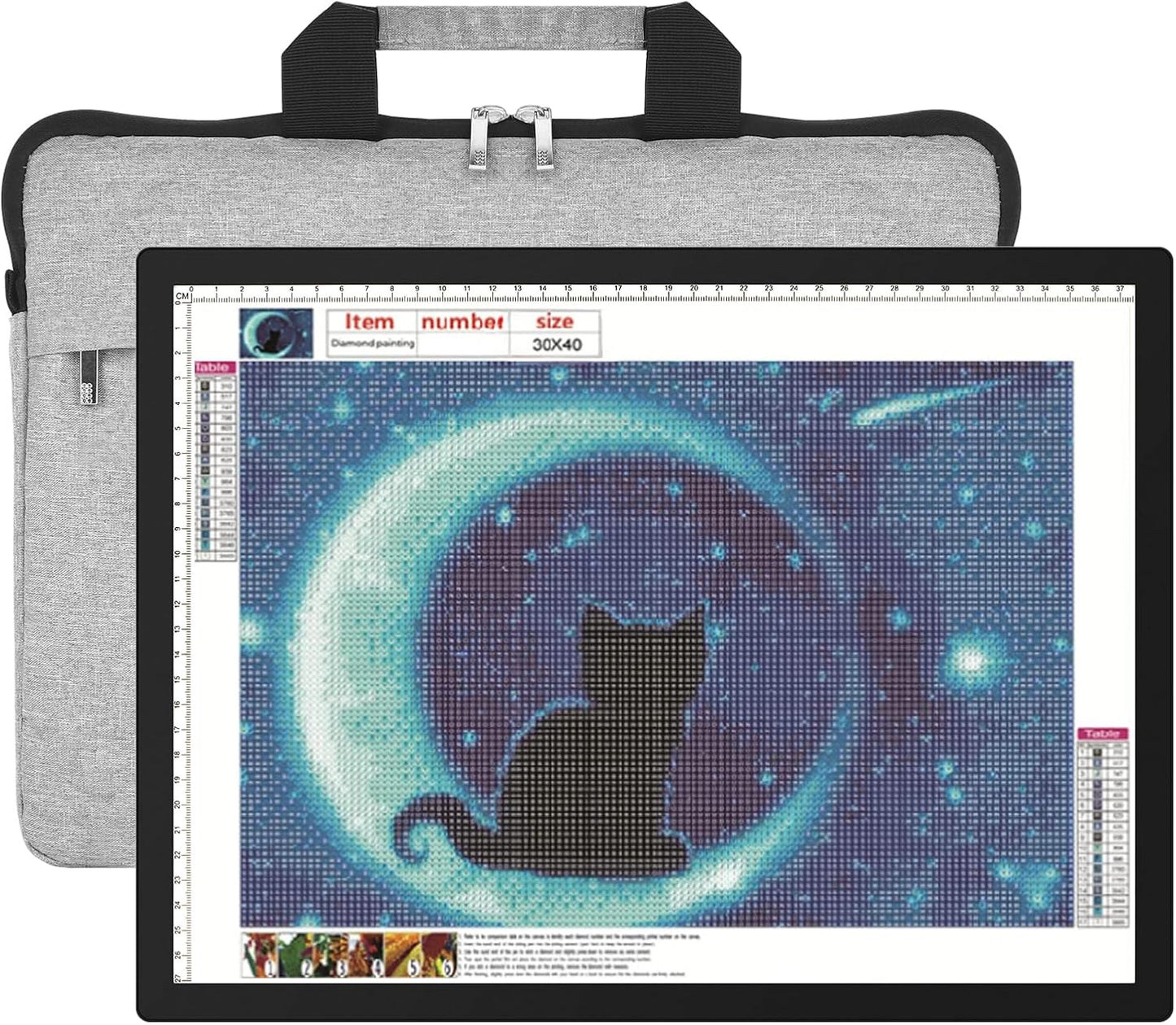 HIUKCOLED Wireless Battery Powered A3 Light Pad, 3 Colors Stepless Dimmable and 6 Levels Brightness Light Board, Rechargeable LED Light Tracing Box for Diamond Painting,Cricut Weeding Vinyl Tools