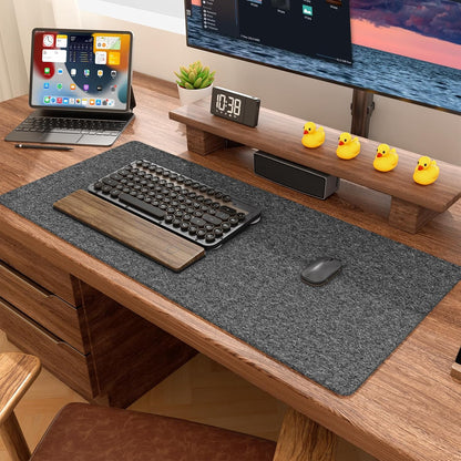 Auhoahsil Felt Desk Mat, Minimalist Large Mouse Pad XXL 35.5 x 15.7 in, Desk Matt for Desktop, Keyboard, Laptop, Computer, Office, Work from Home, Gaming, White