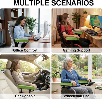 Smiry Ergonomic Office Chair Armrest Pads, Memory Foam Arm Rest Covers, Non-Slip Armrest Cushion with Adjustable Buckles and Straps, Elbow Relief for Desk, Gaming & Wheelchair (Black, Set of 2)