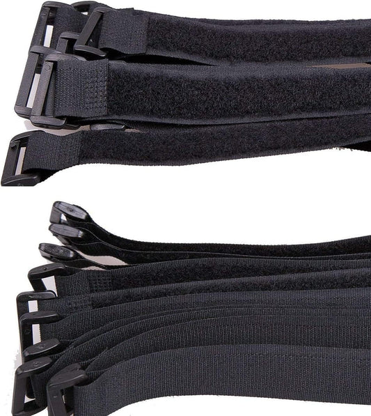 25pcs Black Reusable Fastening Cable Straps, Hook and Loop Cable Tie Down Straps 1" x 12"