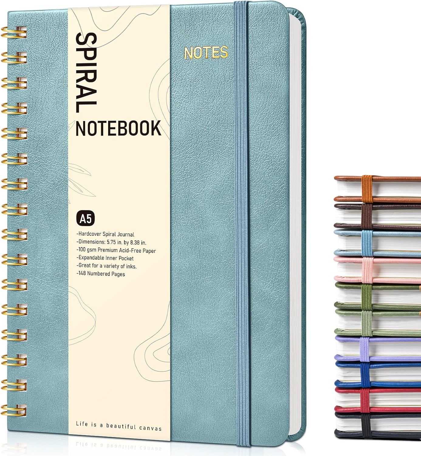 Graph Spiral Journal Notebook, A5 Hardcover Spiral Journals for Women Men, 100 GSM Graph Paper Notebooks, 150 Pages Spiral Bound Grid Notebook for Writing Note Taking Work 5.75" x 8.38" Olive Green