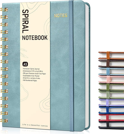 Graph Spiral Journal Notebook, A5 Hardcover Spiral Journals for Women Men, 100 GSM Graph Paper Notebooks, 150 Pages Spiral Bound Grid Notebook for Writing Note Taking Work 5.75" x 8.38" Olive Green
