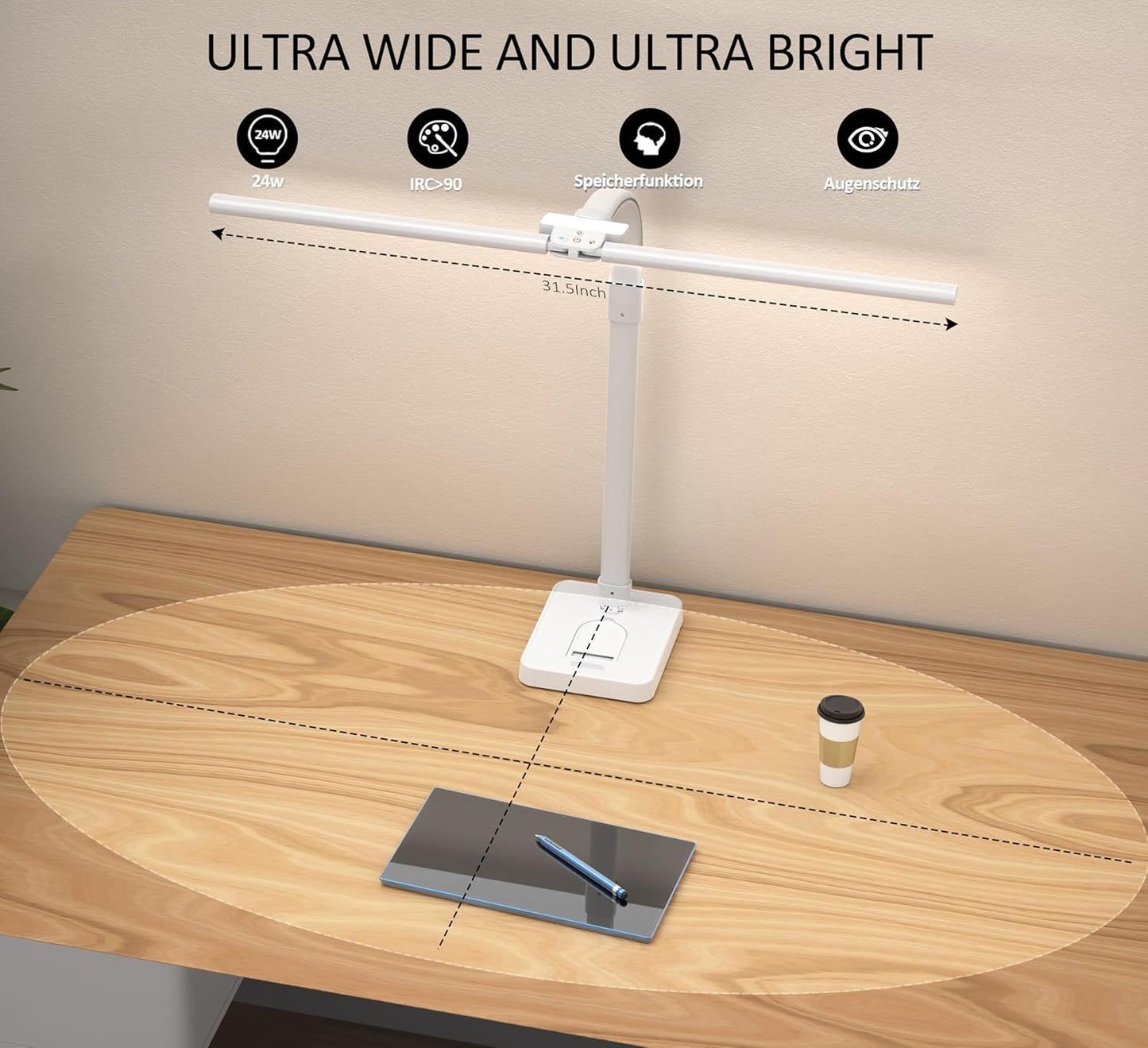Double Head LED Desk Lamp, Architect Desk Lamps for Home Office, 24W Brightest Workbench Office Lighting-5 Color Modes and 5 Dimmable Eye Protection Modern Desk Lamp (Black-Desktop, Big)