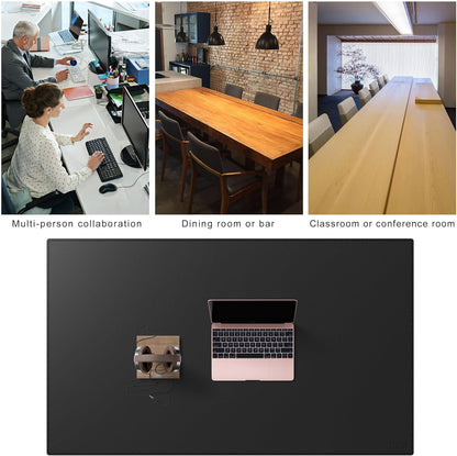 Cacoy 36" x 20" Leather Desk Mat for Home Office, Extra Large PU Leather Desk Pad Blotters, Waterproof Computer Keyboard Mat, Extended Gaming Mouse Pad, Desk Protector for Desktop and PC Laptop, Black