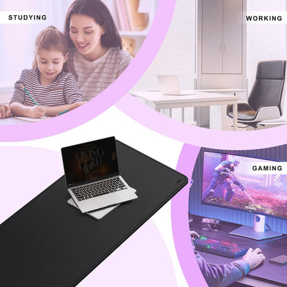 Vyaaa PU Leather & Cork Desk Mat, 39.4"x15.7" Dual Sided Computer Desk mat, Waterproof Large Mouse Pad, Non-Slip Office Desk pad, Office Desk Protector for Work/Gaming/Home (Black)