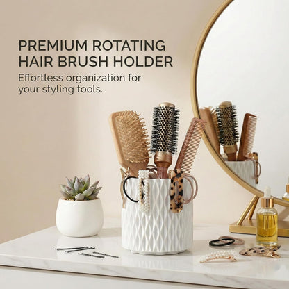 Makeup Brush Holder Organizer, 360° Rotating 5-Slot Make up Brushes Cup for Cosmetic, Lipstick, Hair Brush Holder - Spinning Vanity Countertop Caddy for Bathroom, Dorm & Office, Black