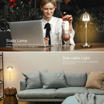 Modern Table Lamp Cordless Portable Desk Lamp, 2700K Stepless Dimming Rechargeable Battery Operated LED Lights for Bedroom, USB-C Charging, Restaurant/Bar/Night Light/Gifts (Antique Brass)