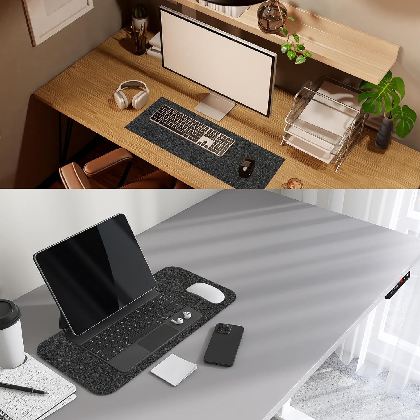 PATIKIL 47.2" x 23.6" Large Felt Desk Pad Protector, Upgrade Non-Slip Desk Mat Full Table Mouse Pad Keyboard Mats for Laptop Computer Writing Desk Table Gaming Home, Light Gray