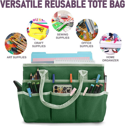 Cupohus Art Organizer Craft Storage Tote Bag with Pockets and Handles, Oxford Fabric Carrying Caddy for Teacher, Officer, Artist, Traveler –Purple