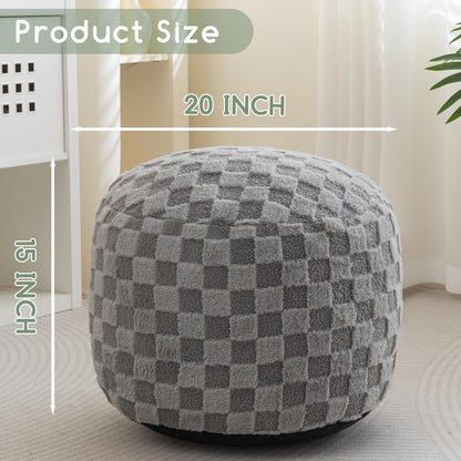 HIGOGOGO Round Stuffed Pouf Ottoman, Corduroy Poufs with Foam Chunk Filling, Furry and Fluffy Pouf Foot Stool Storage Ottoman, 20 X 15 Floor Poufs Foot Rest for Living Room, Dark Grey