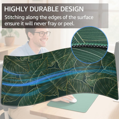 KTRIO Large Gaming Mouse Pad Desk Mat, Superior Micro-Weave Cloth for Precise Mouse Control, Non-Slip Rubber Base, Stitched Edges, Water-Resistant, for Gamer, Office & Home, 31.5" x 11.8" inches