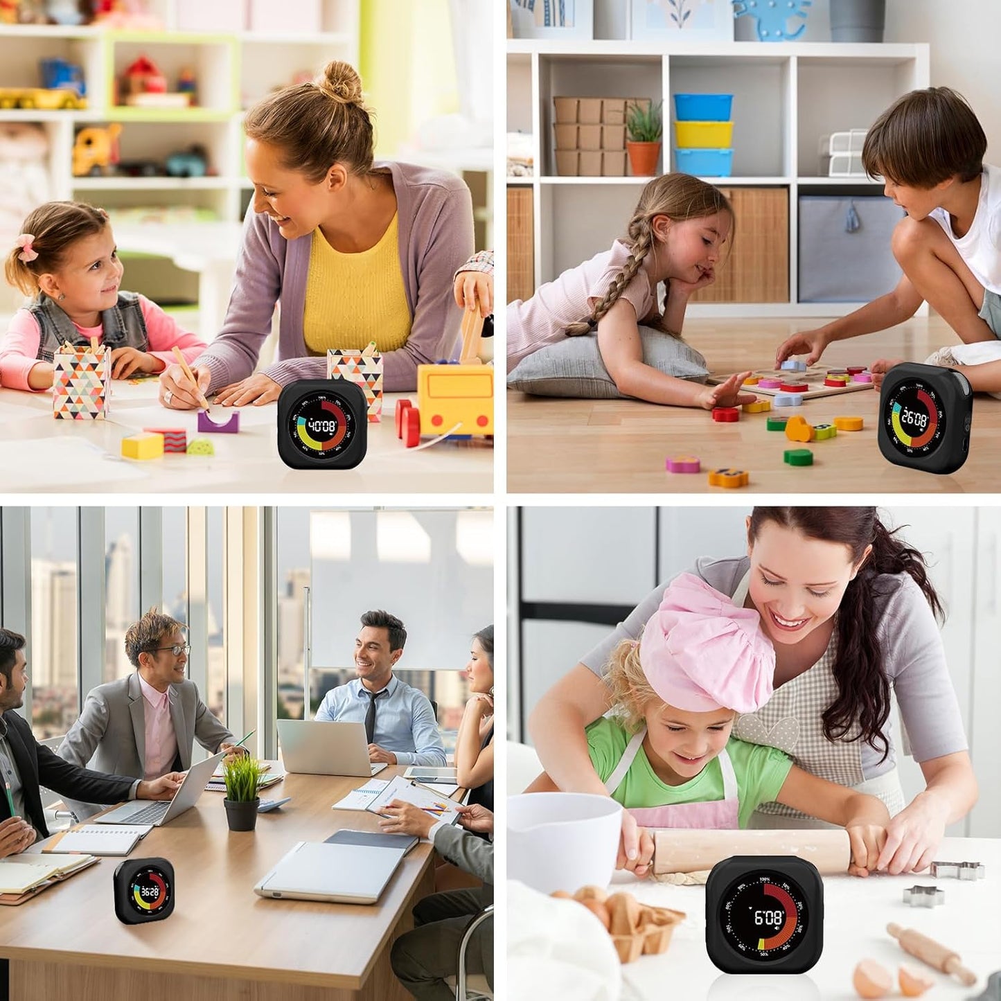 PERSUPER Visual Timer for Kids, 10 Hours Countdown/Up, with Rechargeable, 3 Volume Levels, 3 Brightness Display, and Magnetic, Homeschool Study Tool, Large Digital Timers for Classroom, Kitchen