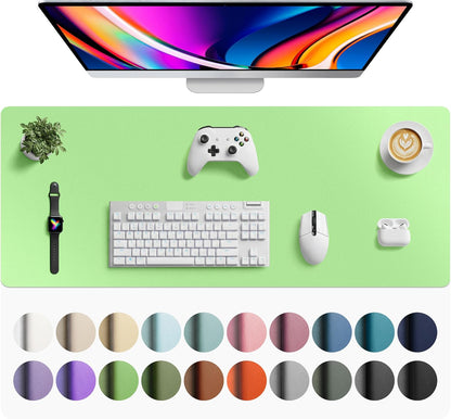 Aothia Leather Office Desk Pad Protector, Non-Slip PU Leather Desk Blotter, Waterproof Laptop Writing Mouse Pad for Office and Home, Black, 31.5" x 15.7" - Colors B