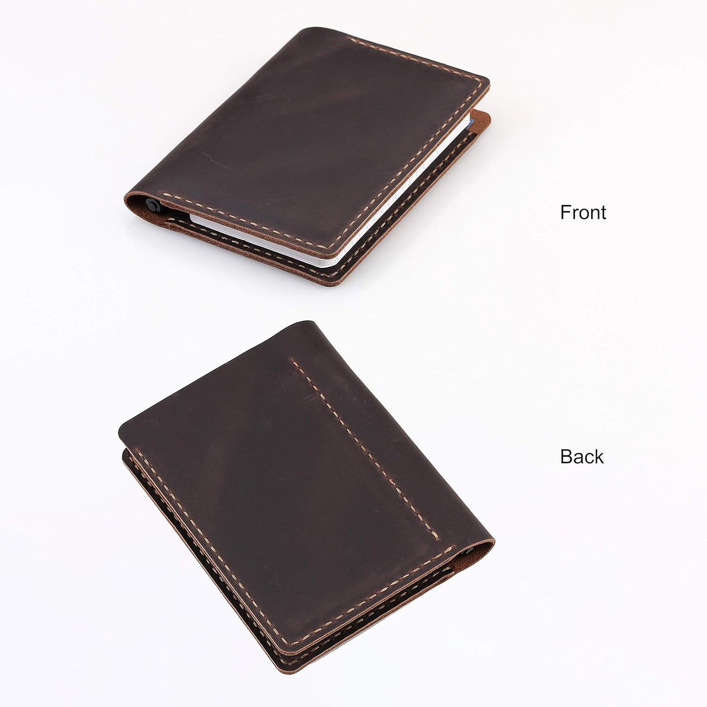 Leather Cover Compatible With Rite in the Rain Top Spiral Notebooks, Handmade Top Bound Notebook Cover For 3" x 5" Writing Pad Holder, Mini Pocket Notepad Holder - COFFEE