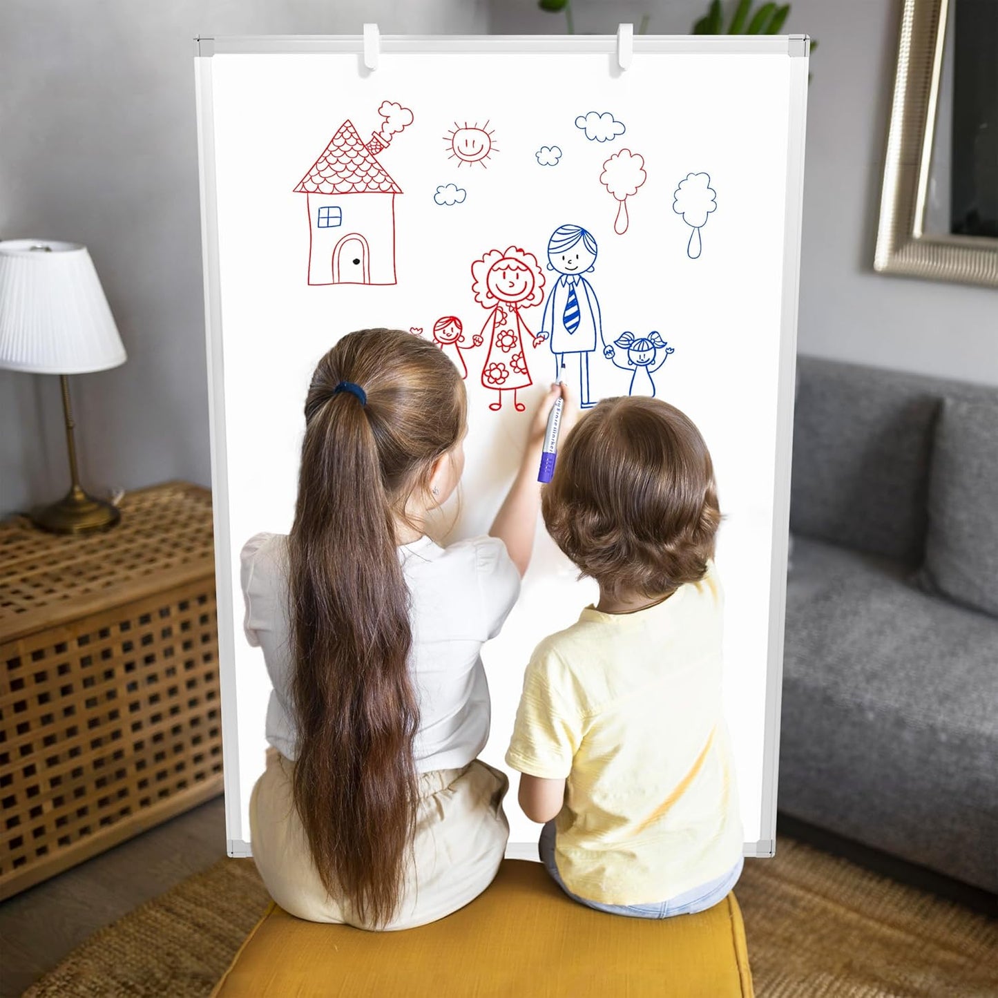 Large Whiteboard Easel with Stand, 36" x 24" Portable Standing Magnetic Dry Erase White Board, 3' x 2' Tripod Height Adjustable Flip Chart Easel for Home Office Classroom School, Silver
