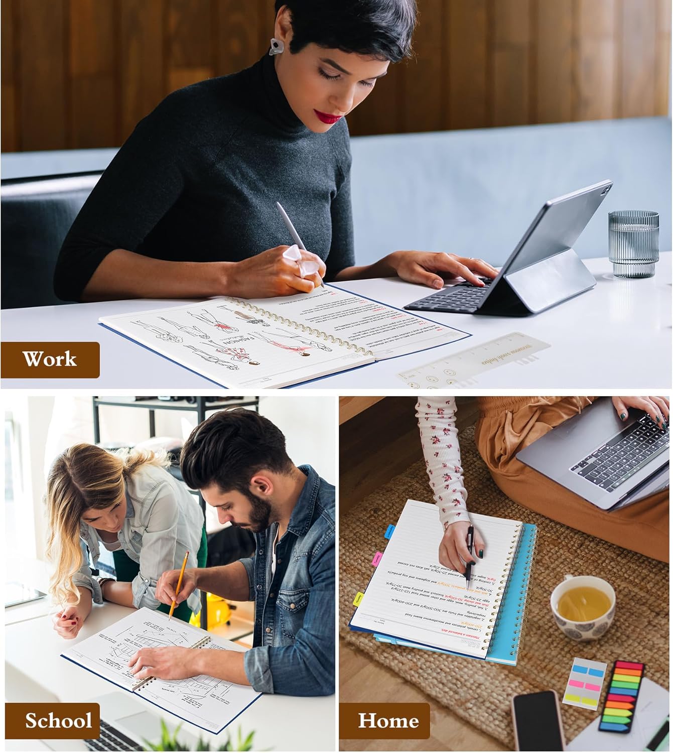 Dotted Notebook, Spiral Notebook Journal 8.5” x 11”, A4 Large Dot Grid Notebooks for Women Men, 100 GSM Dotted Paper, Plastic Hardcover Spiral Bullet Journals for Work School Sketching, Green