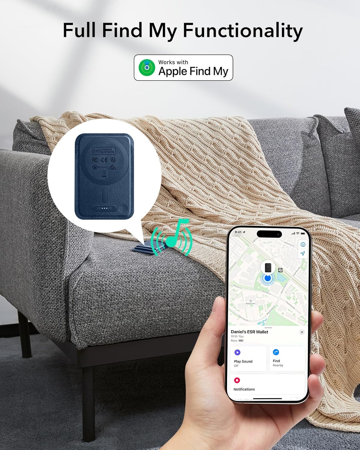ESR Geo for MagSafe Wallet with Full Find My Functionality, RFID Blocking, 5 Cards Holder for Phone Case, Strong Magnetic Wallet for iPhone 17e/17/16/15/14/13/12 Series, Not for 13/12 Mini, Black